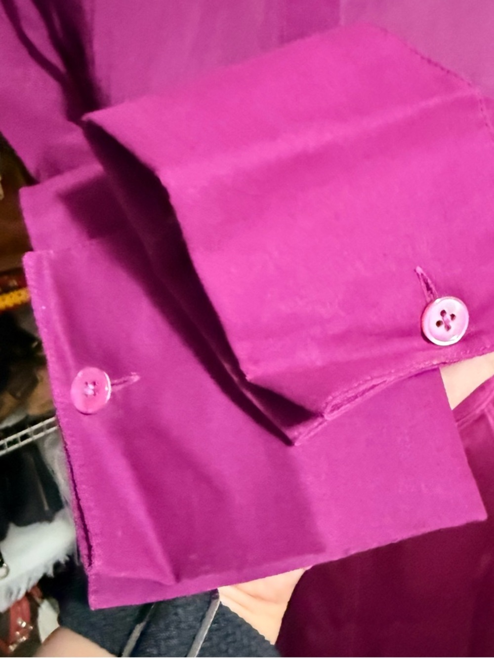 Ann Taylor Hot Pink Satin Long-Sleeve Shirt Dress - Picture 6 of 13
